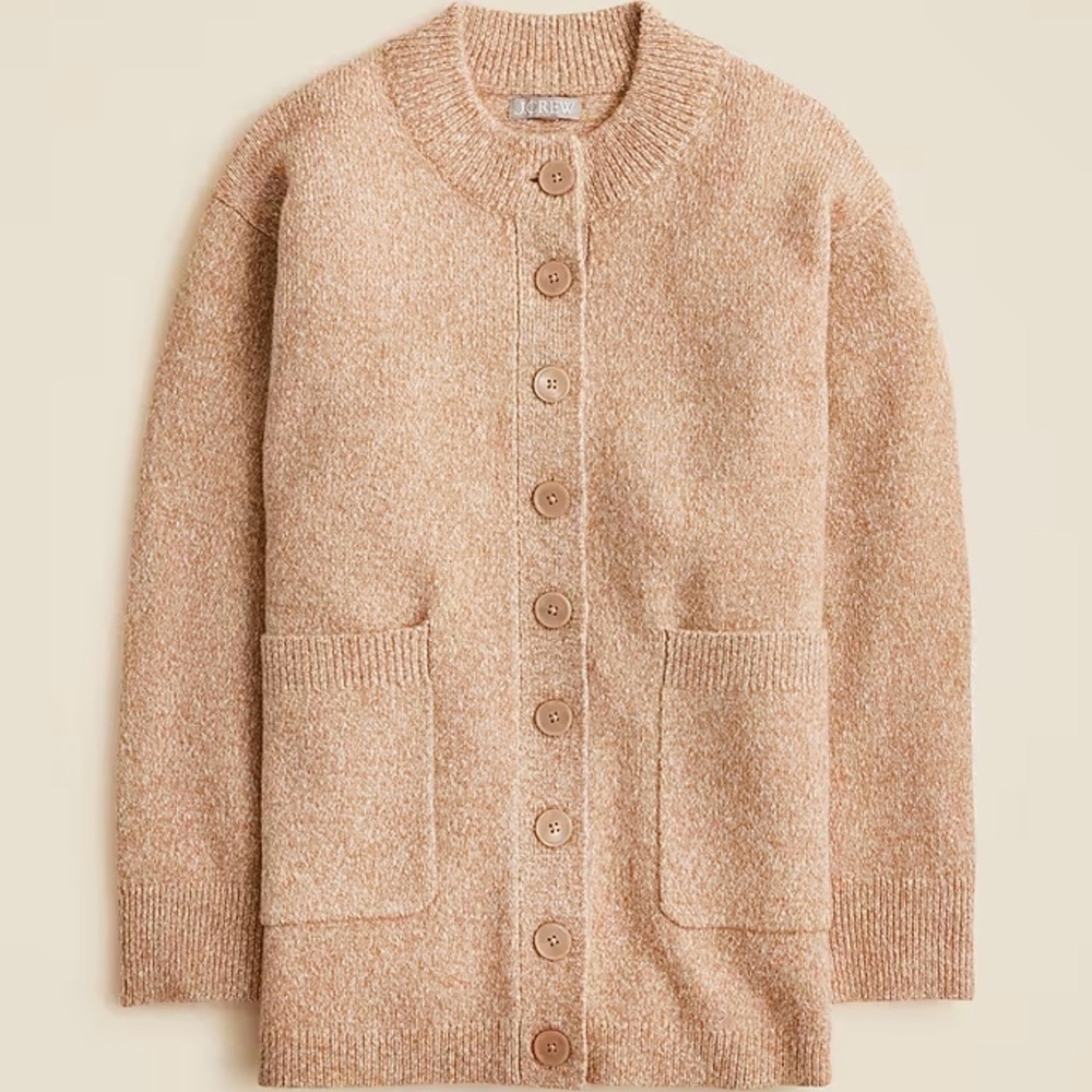 J. Crew Relaxed Milano-Stitch Cardigan 2X Oversized Oatmeal